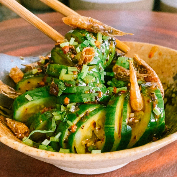 Chinese Cucumber Salad With Cosmic Hot Sauce