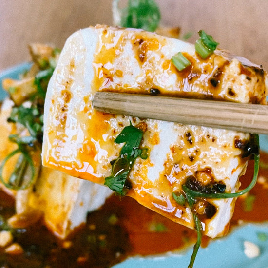 Fried Tofu With Cosmic Sass Hot Sauce